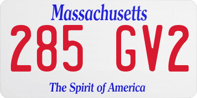 MA license plate 285GV2