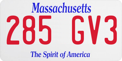 MA license plate 285GV3