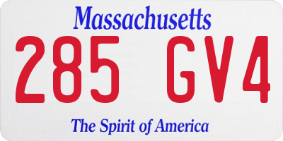 MA license plate 285GV4