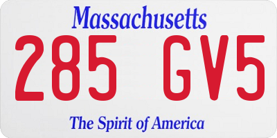 MA license plate 285GV5