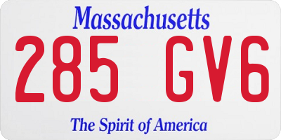 MA license plate 285GV6
