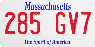 MA license plate 285GV7
