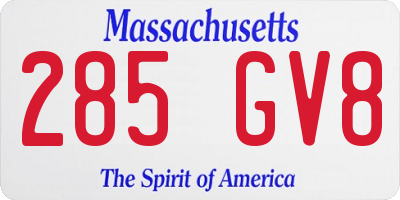 MA license plate 285GV8