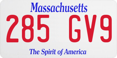 MA license plate 285GV9