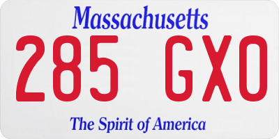 MA license plate 285GX0
