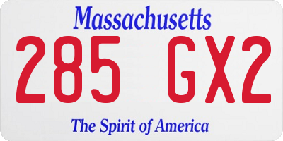 MA license plate 285GX2