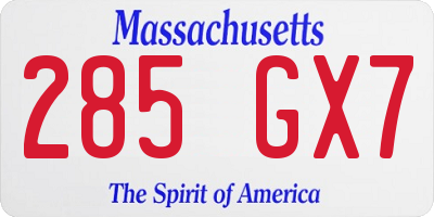 MA license plate 285GX7