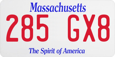 MA license plate 285GX8
