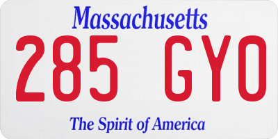 MA license plate 285GY0
