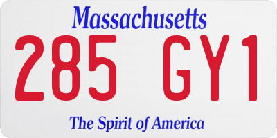 MA license plate 285GY1