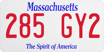 MA license plate 285GY2