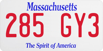 MA license plate 285GY3