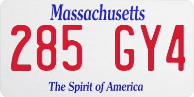 MA license plate 285GY4