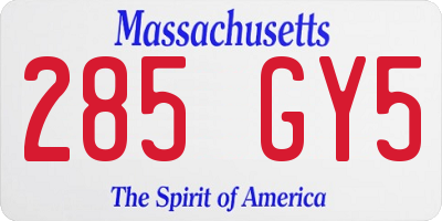 MA license plate 285GY5