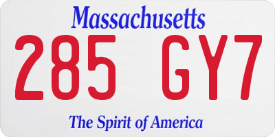 MA license plate 285GY7