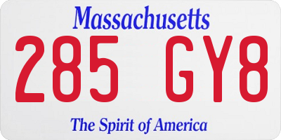 MA license plate 285GY8
