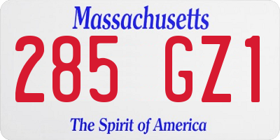 MA license plate 285GZ1
