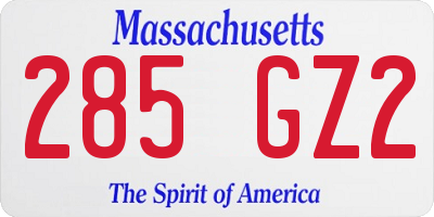 MA license plate 285GZ2
