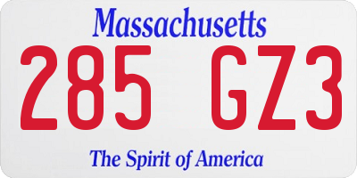 MA license plate 285GZ3