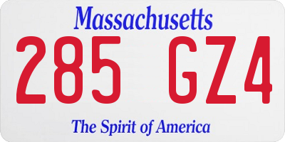 MA license plate 285GZ4