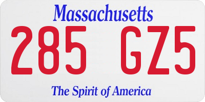 MA license plate 285GZ5