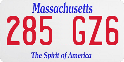 MA license plate 285GZ6