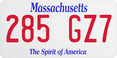 MA license plate 285GZ7