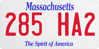 MA license plate 285HA2