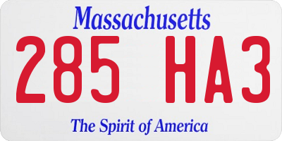 MA license plate 285HA3