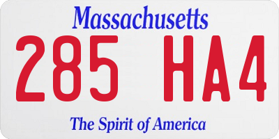 MA license plate 285HA4