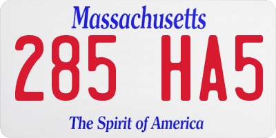 MA license plate 285HA5