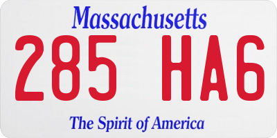 MA license plate 285HA6