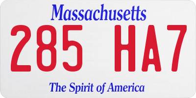 MA license plate 285HA7