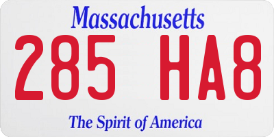 MA license plate 285HA8