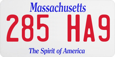 MA license plate 285HA9