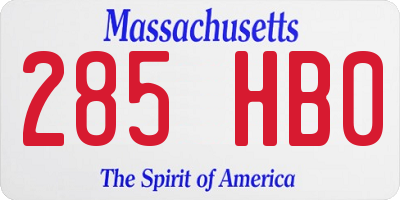 MA license plate 285HB0
