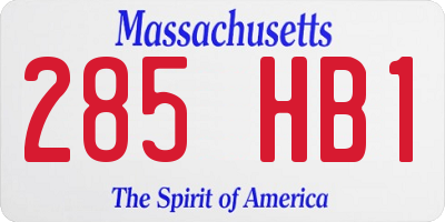 MA license plate 285HB1
