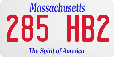 MA license plate 285HB2