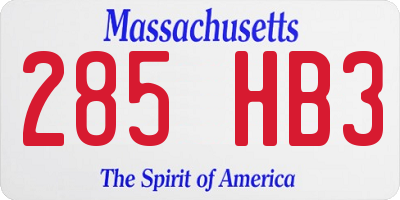 MA license plate 285HB3