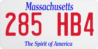 MA license plate 285HB4