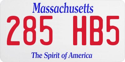 MA license plate 285HB5