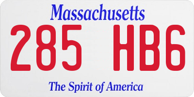 MA license plate 285HB6