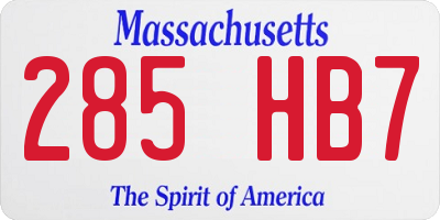 MA license plate 285HB7