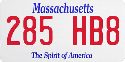 MA license plate 285HB8