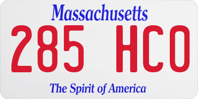 MA license plate 285HC0