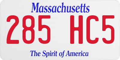 MA license plate 285HC5
