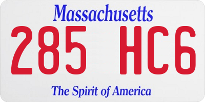 MA license plate 285HC6