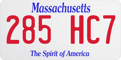 MA license plate 285HC7