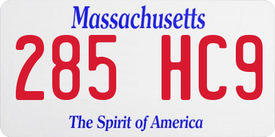 MA license plate 285HC9