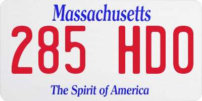MA license plate 285HD0